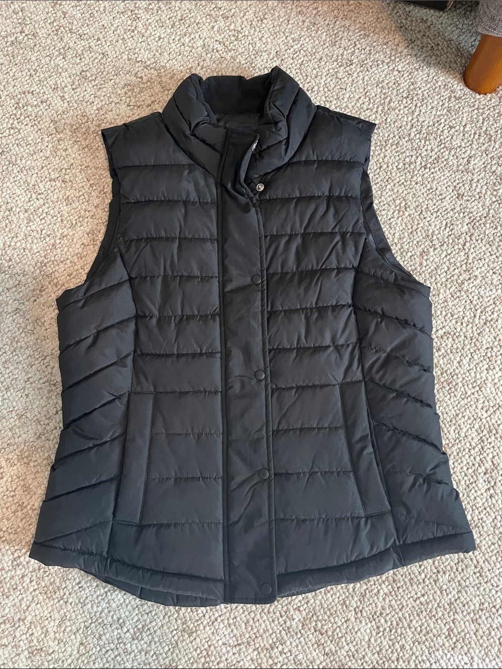 GAP Black Quilted Puffer Vest with Stand Collar